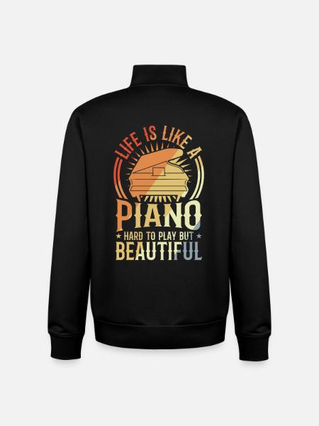 Piano lover saying - Unisex Organic Zip Sweatshirt by Stanley/Stella - black