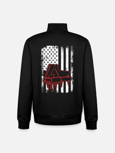 4 July Piano player - Unisex Organic Zip Sweatshirt by Stanley/Stella - black