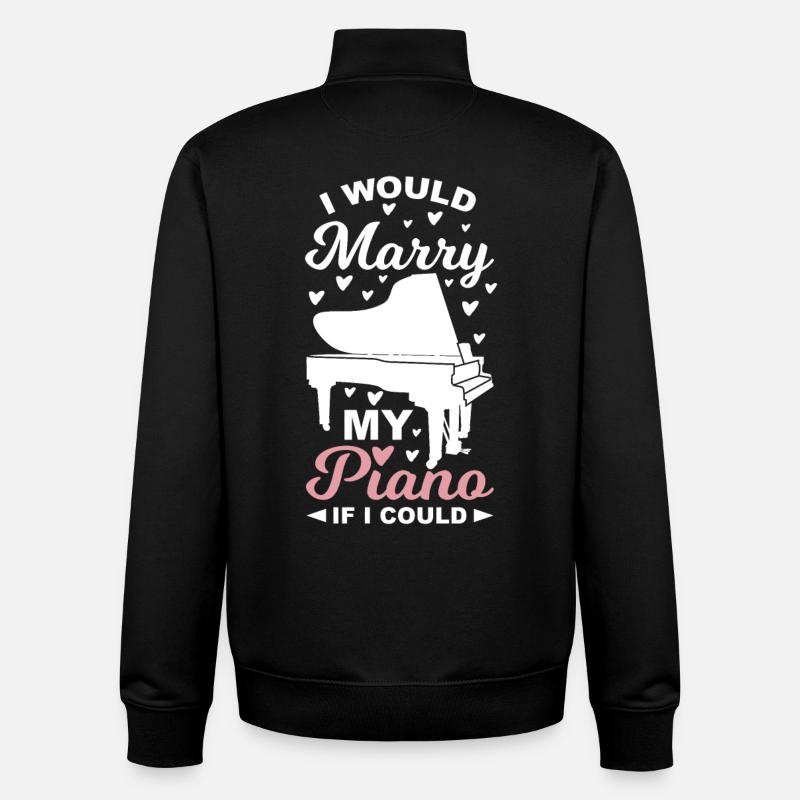 Piano Lover Wit - Unisex Organic Zip Sweatshirt by Stanley/Stella - black