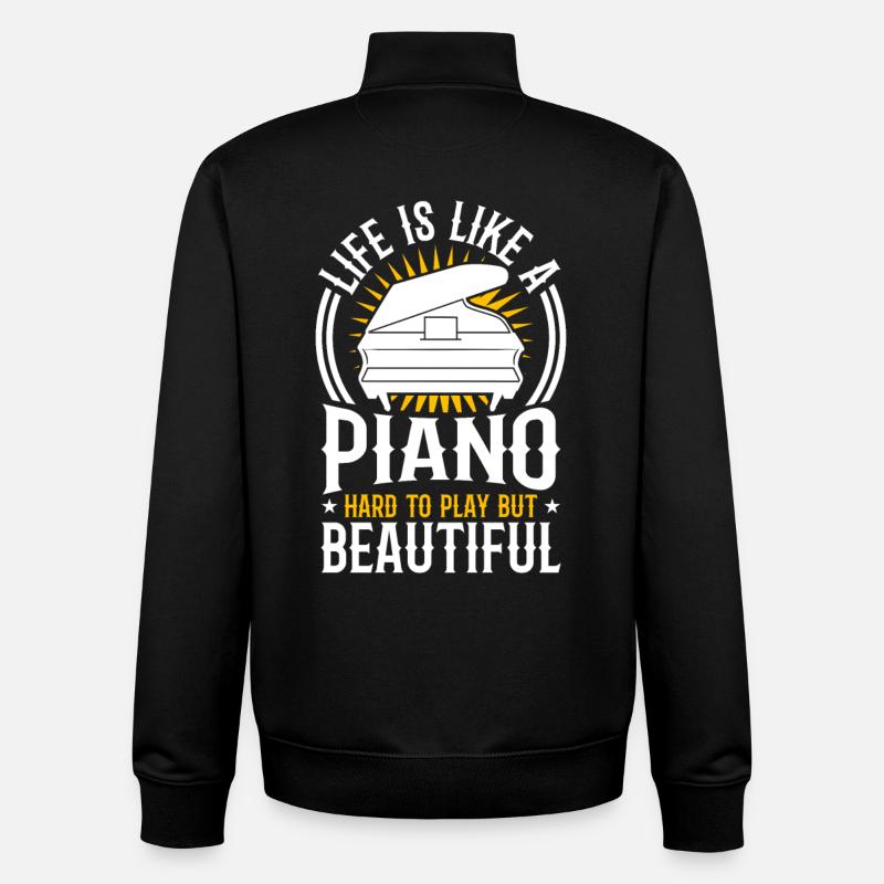 Motivation Piano - Sweat zippé unisexe en coton bio Stanley/Stella - noir