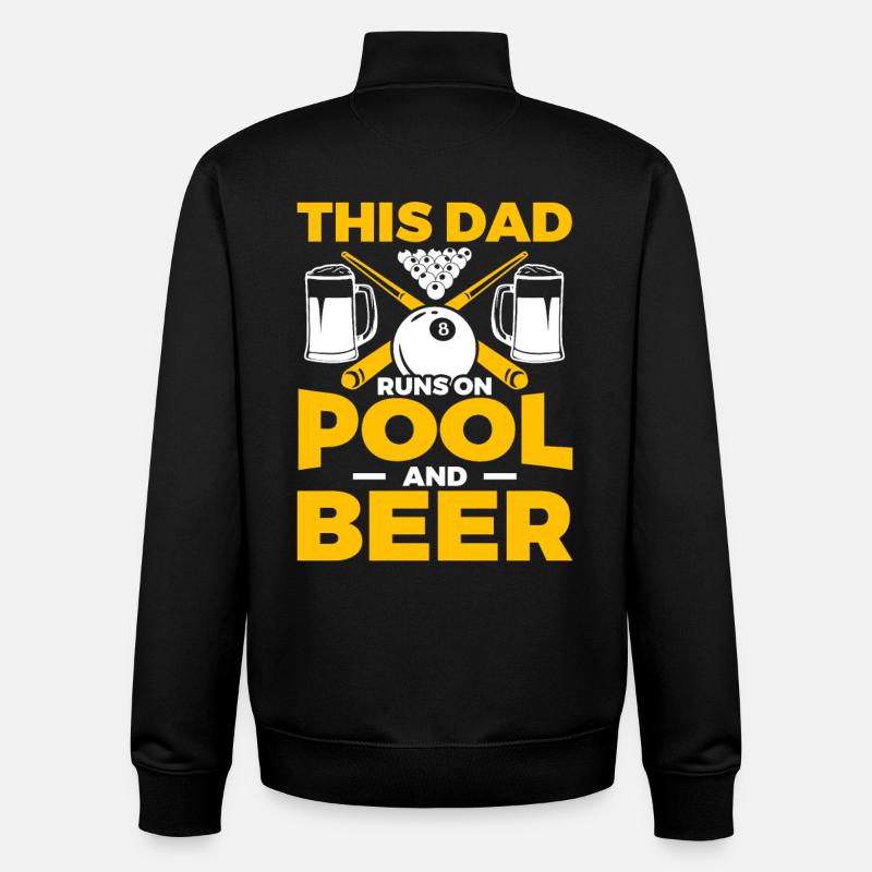 Papa Billard - Sweat zippé unisexe en coton bio Stanley/Stella - noir