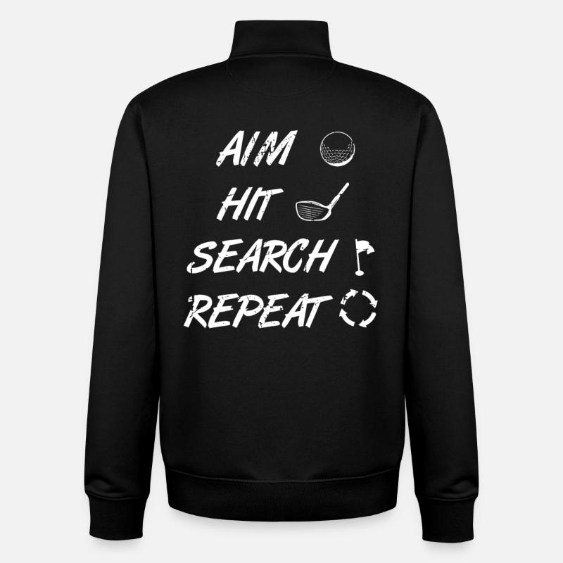 Aim Beat Search Repeat Golf - Unisex Organic Zip Sweatshirt by Stanley/Stella - black