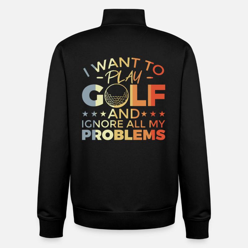 Drôle de dicton de golf - Sweat zippé unisexe en coton bio Stanley/Stella - noir