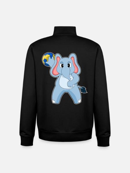 Elephant Handball Player Handball - Unisex Organic Zip Sweatshirt by Stanley/Stella - black