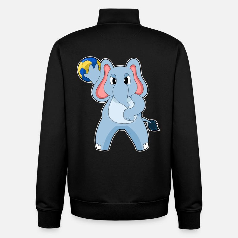 Eléphant Handballeur Handball - Sweat zippé unisexe en coton bio Stanley/Stella - noir