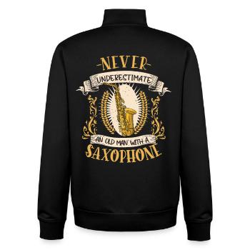 Saxophone Musician Instrument Saxophonist Gift - Unisex Organic Zip Sweatshirt by Stanley/Stella - black - Back - AI Model Male 185 light (185cm)