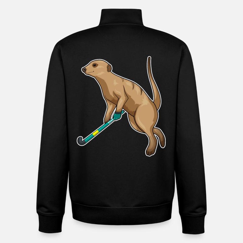 Erdmännchen Hockey Hockeyschläger - Unisex Organic Zip Sweatshirt von Stanley/Stella - Schwarz