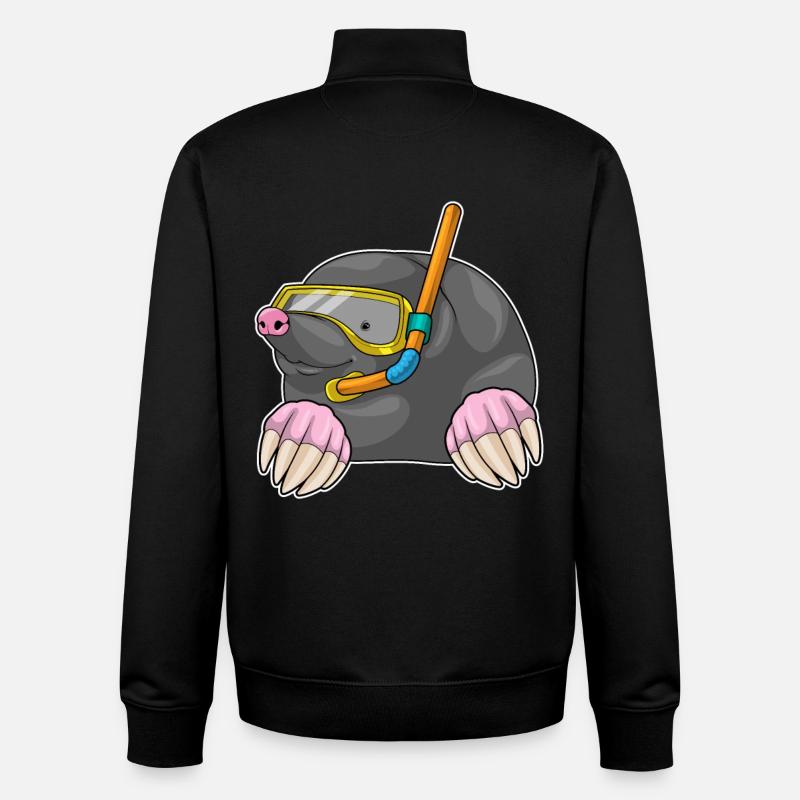 Mole Diver Snorkel Diving - Unisex Organic Zip Sweatshirt by Stanley/Stella - black