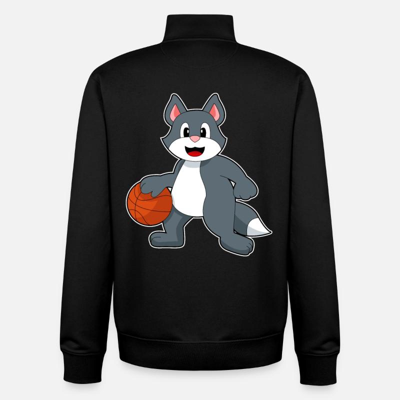 Chat Basketteur Basketteur - Sweat zippé unisexe en coton bio Stanley/Stella - noir
