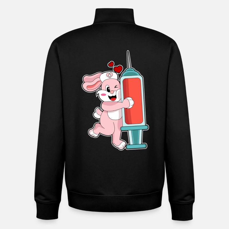 Seringue d’infirmière lapin - Sweat zippé unisexe en coton bio Stanley/Stella - noir