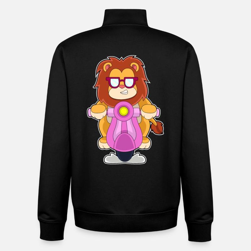 Löwe Motorroller - Unisex Organic Zip Sweatshirt von Stanley/Stella - Schwarz