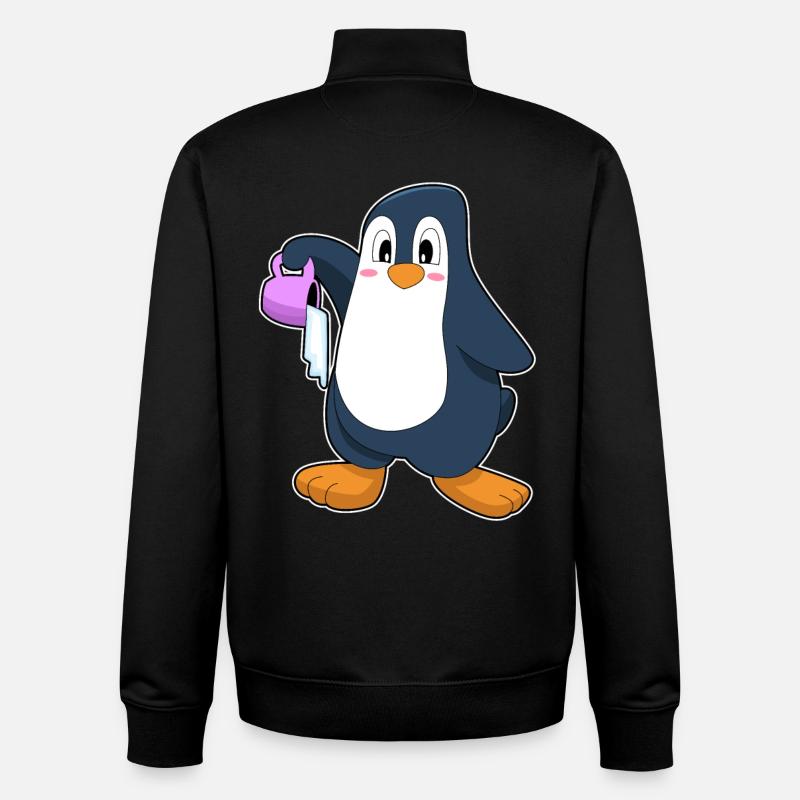 Penguin Iced Coffee - Unisex Organic Zip Sweatshirt by Stanley/Stella - black