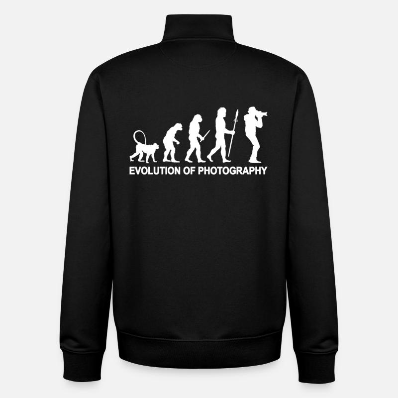 Évolution de la photographie - Sweat zippé unisexe en coton bio Stanley/Stella - noir