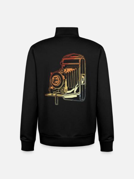 Old School Camera - Unisex Organic Zip Sweatshirt by Stanley/Stella - black