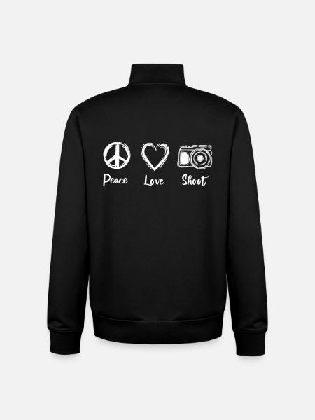 Peace Love Shoot - Unisex Organic Zip Sweatshirt by Stanley/Stella - black