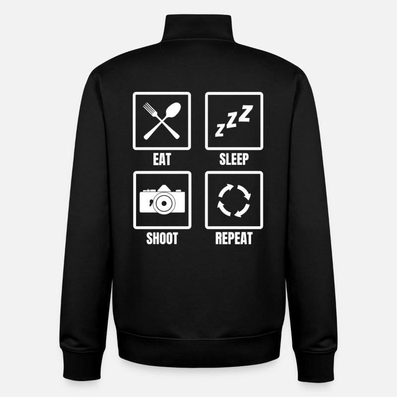 Funny photographer routine - Unisex Organic Zip Sweatshirt by Stanley/Stella - black