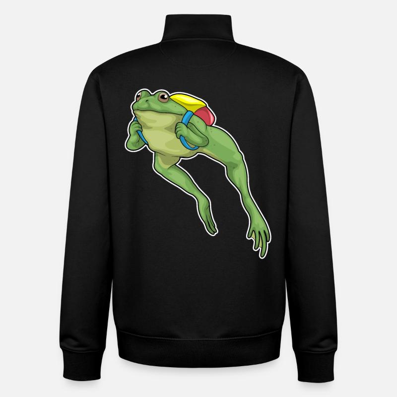 Frog Hiker Backpack Hiking - Unisex Organic Zip Sweatshirt by Stanley/Stella - black
