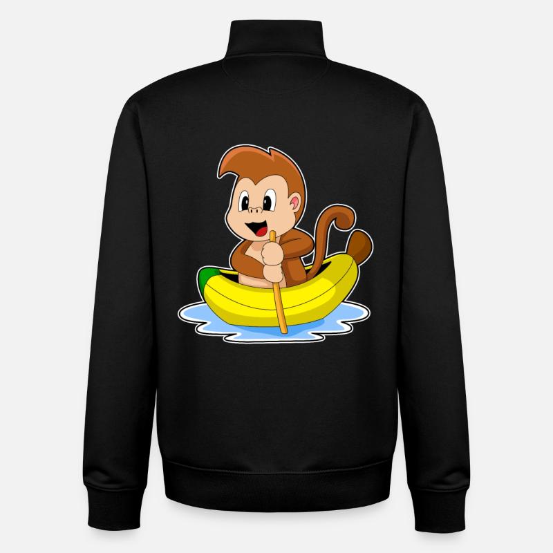Affe Banane Boot - Unisex Organic Zip Sweatshirt von Stanley/Stella - Schwarz