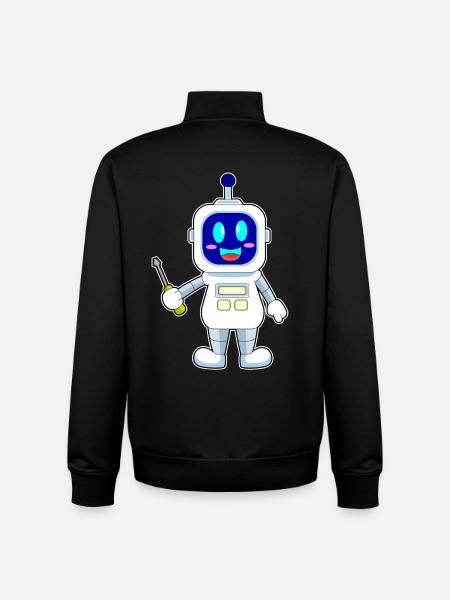 Robot Mechanic Screwdriver Workshop - Unisex Organic Zip Sweatshirt by Stanley/Stella - black