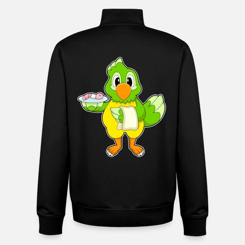 Parrot Cook Worm - Sweat zippé unisexe en coton bio Stanley/Stella - noir