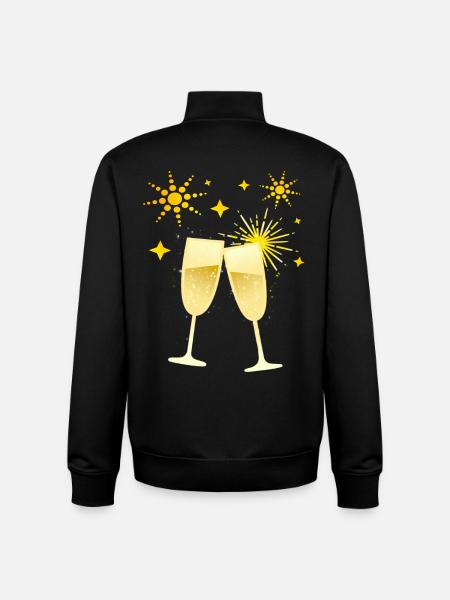 Cheers! glasses with fireworks - Unisex Organic Zip Sweatshirt by Stanley/Stella - black