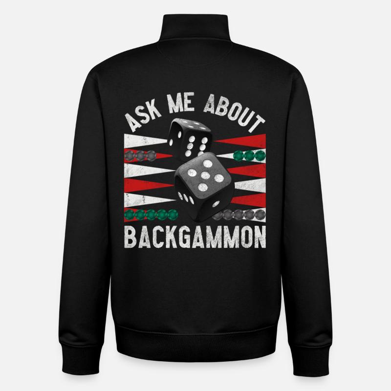 Ask me about BACKGAMMON -Frag´mich über Backgammon - Unisex Organic Zip Sweatshirt von Stanley/Stella - Schwarz