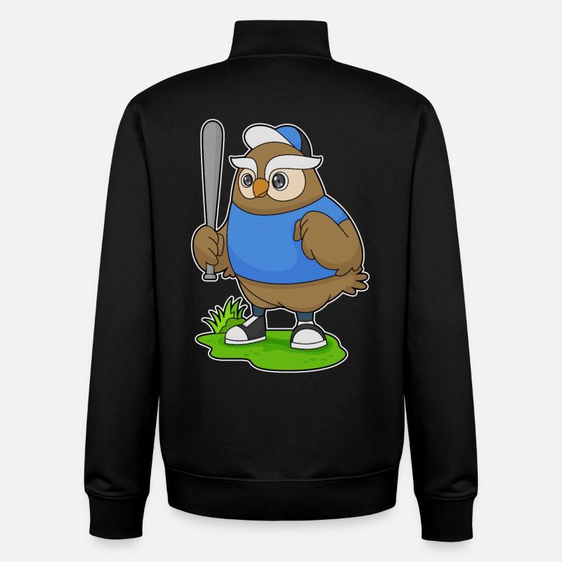 Eule Baseball Baseballschläger - Unisex Organic Zip Sweatshirt von Stanley/Stella - Schwarz