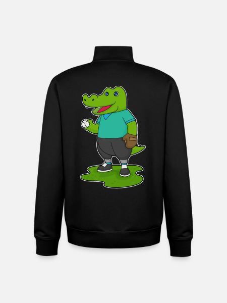 Crocodile Baseball Baseball Glove - Unisex Organic Zip Sweatshirt by Stanley/Stella - black