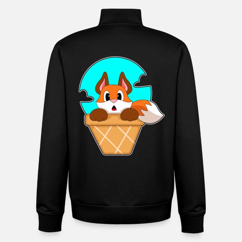 Cône de glace Fuchs - Sweat zippé unisexe en coton bio Stanley/Stella - noir