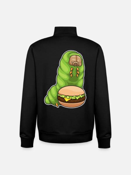 Caterpillar Cheeseburger - Sweat zippé unisexe en coton bio Stanley/Stella - noir