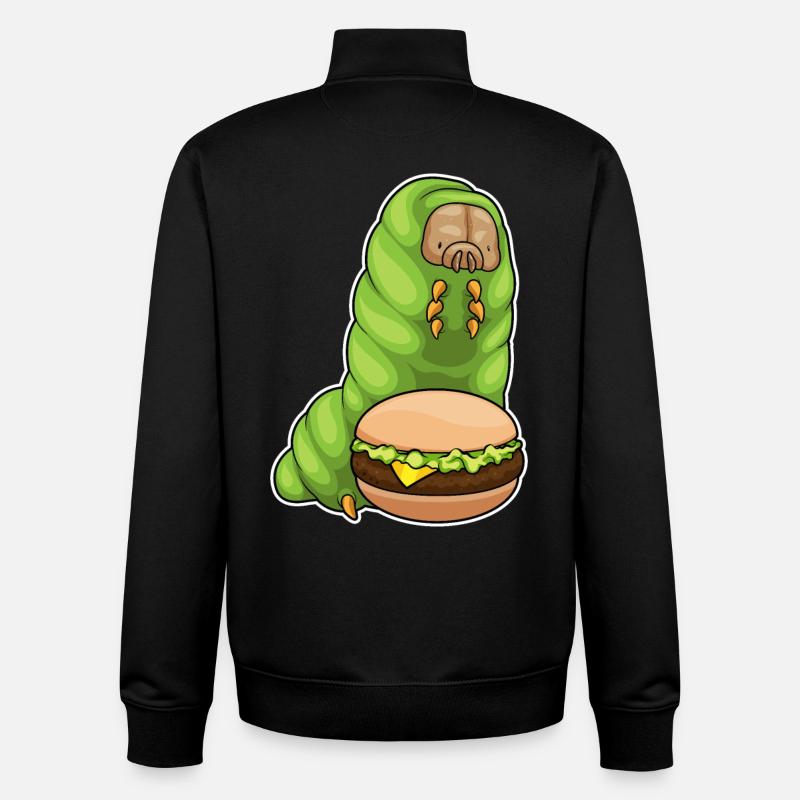 Caterpillar Cheeseburger - Sweat zippé unisexe en coton bio Stanley/Stella - noir