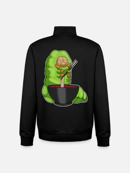 Caterpillar Cook Ramen Cooking - Unisex Organic Zip Sweatshirt by Stanley/Stella - black