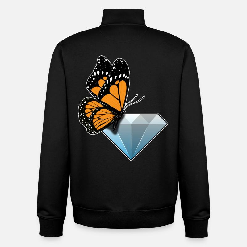 Butterfly Diamond - Unisex Organic Zip Sweatshirt by Stanley/Stella - black