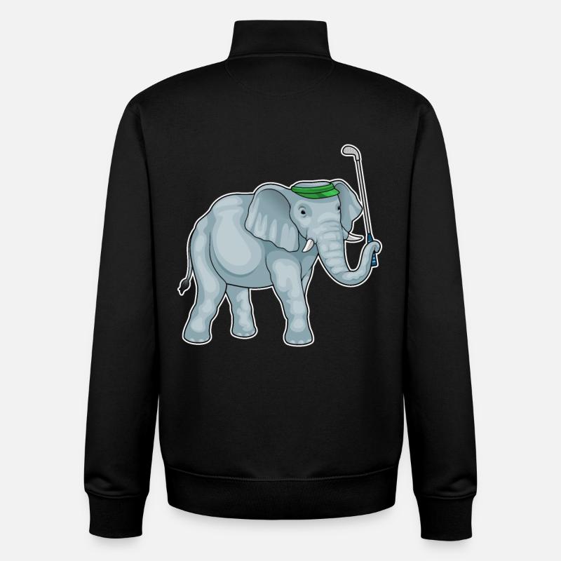 Elefant Golf Golfschläger - Unisex Organic Zip Sweatshirt von Stanley/Stella - Schwarz