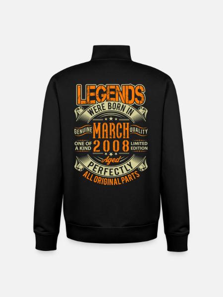 2008 March Birthday Legend - Unisex Organic Zip Sweatshirt by Stanley/Stella - black