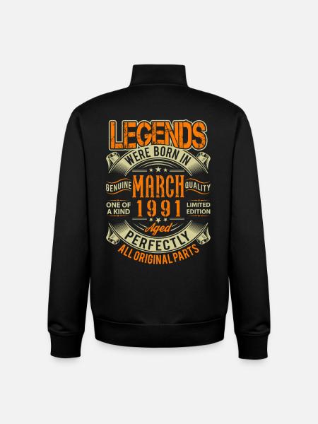 1991 March Birthday Legend - Unisex Organic Zip Sweatshirt by Stanley/Stella - black