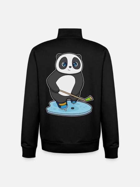 Panda Eishockey Eishockeyschläger - Unisex Organic Zip Sweatshirt von Stanley/Stella - Schwarz