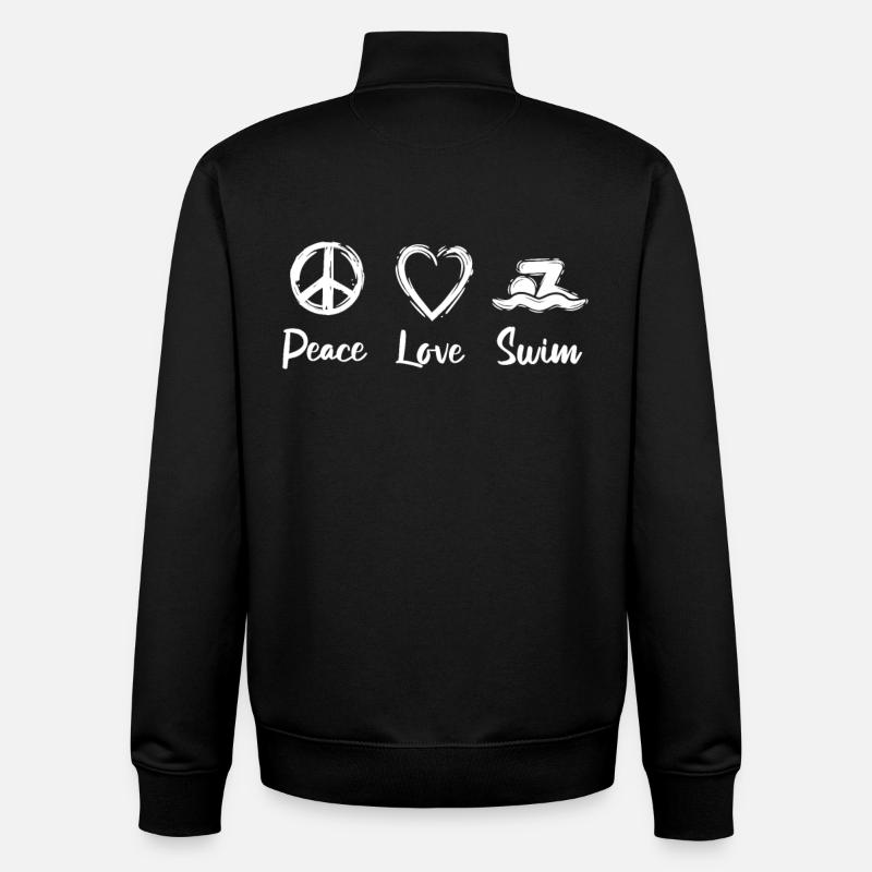 Peace Love Swim - Sweat zippé unisexe en coton bio Stanley/Stella - noir
