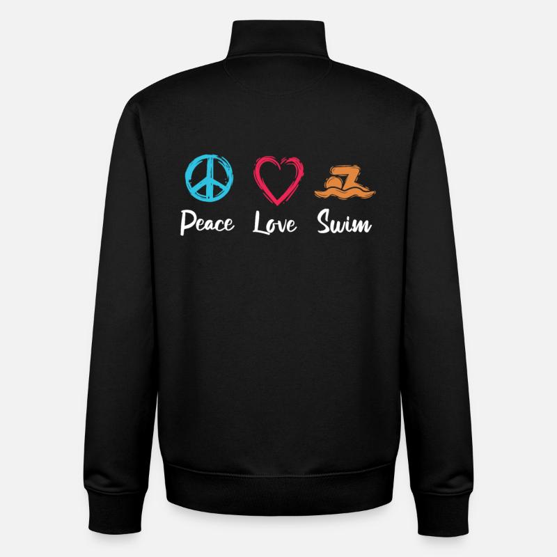Peace Love Natation - Sweat zippé unisexe en coton bio Stanley/Stella - noir