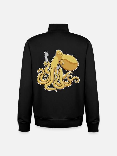 Octopus Cutlery Cooking Kitchen - Unisex Organic Zip Sweatshirt by Stanley/Stella - black