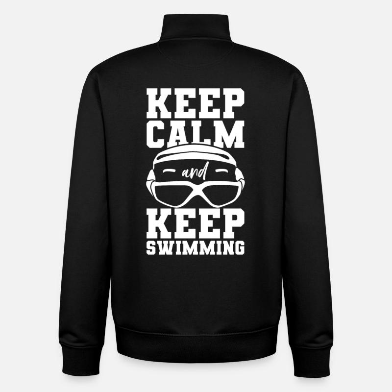 Keep Calm And Keep Swimming - Unisex Organic Zip Sweatshirt by Stanley/Stella - black