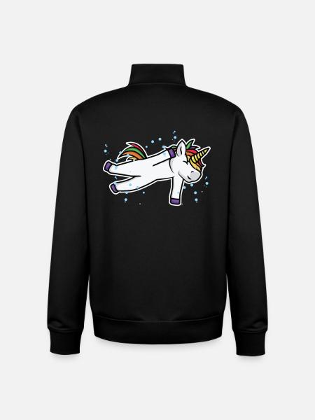 Licorne nageuse - Sweat zippé unisexe en coton bio Stanley/Stella - noir