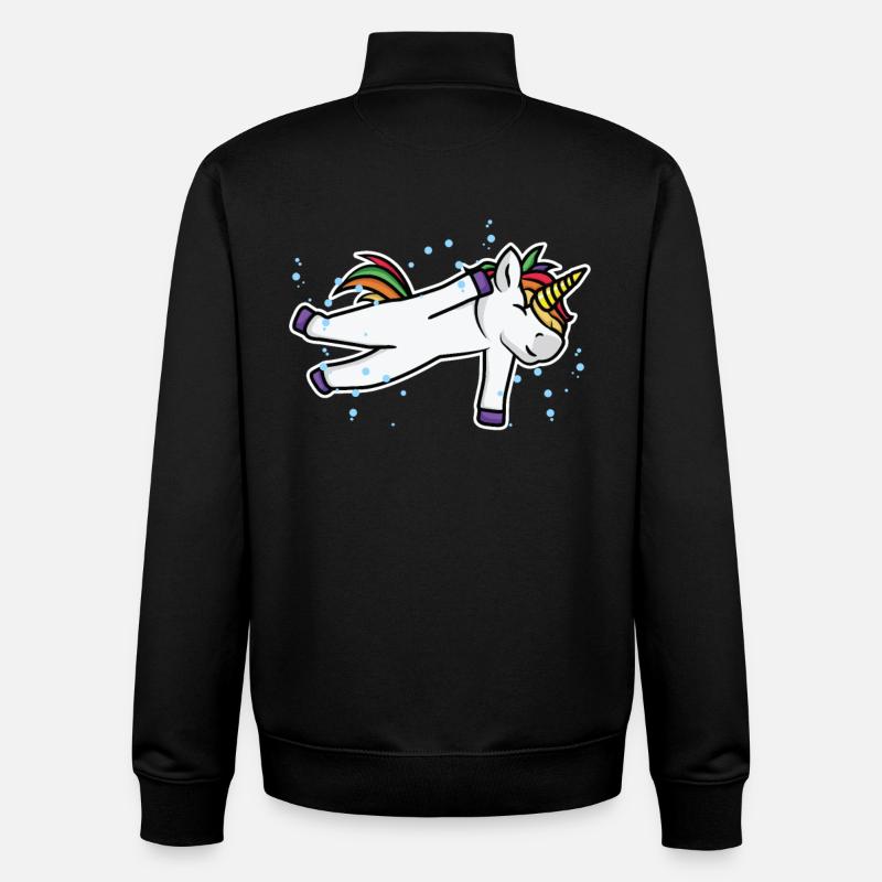 Swimmer Unicorn - Unisex Organic Zip Sweatshirt by Stanley/Stella - black