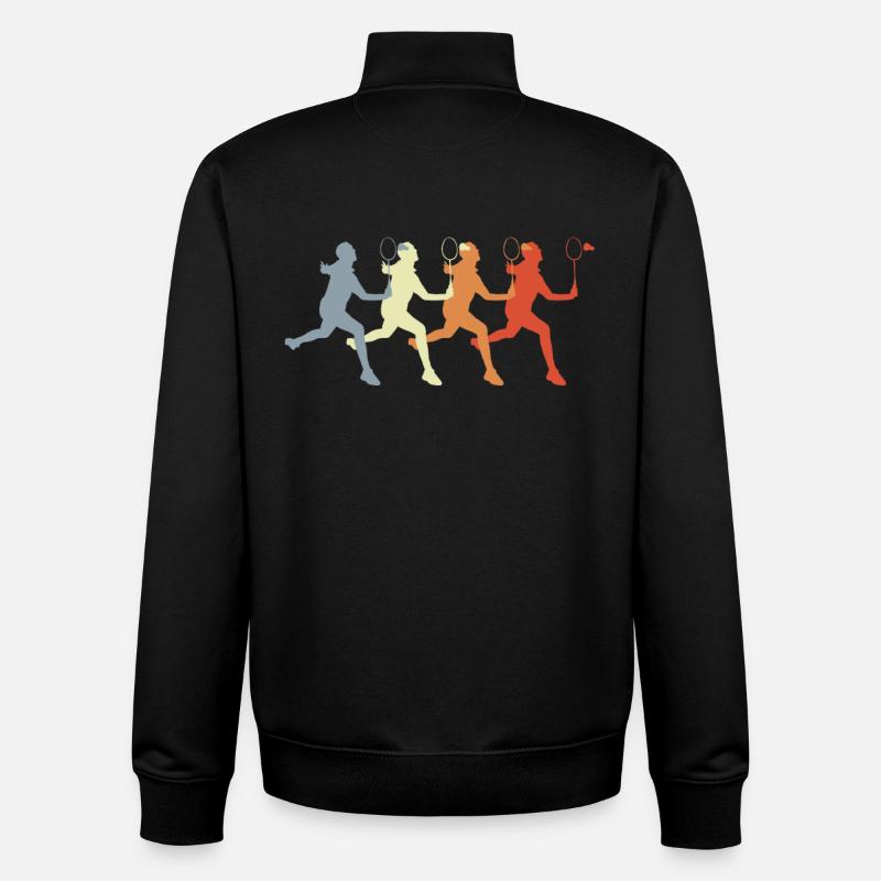 Retro Badminton - Unisex Organic Zip Sweatshirt by Stanley/Stella - black