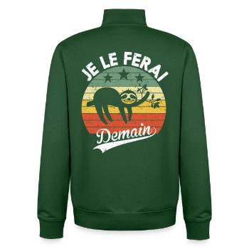 I'll do it tomorrow lazy lazy humor gift - Unisex Organic Zip Sweatshirt by Stanley/Stella - bottle green - Back - AI Model Male 185 dark (185cm)
