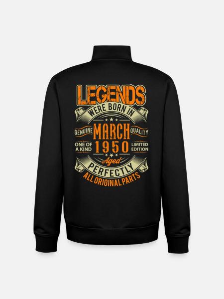1950 March Birthday Legend - Unisex Organic Zip Sweatshirt by Stanley/Stella - black