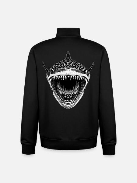 Great shark with open mouth - Unisex Organic Zip Sweatshirt by Stanley/Stella - black