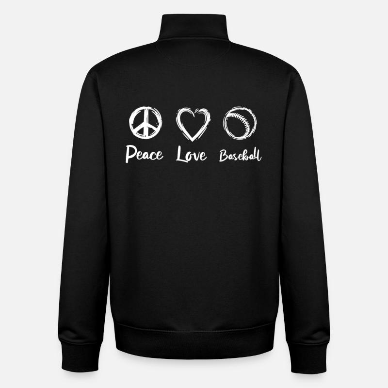 Peace Love Baseball - Unisex Organic Zip Sweatshirt by Stanley/Stella - black