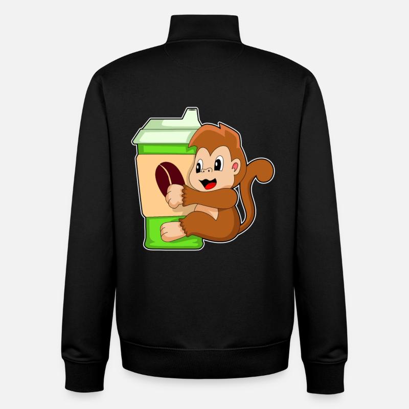 Affe Kaffee Becher - Unisex Organic Zip Sweatshirt von Stanley/Stella - Schwarz