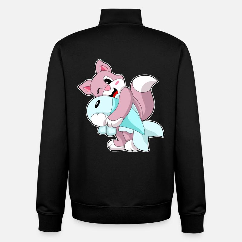 Poisson-chat - Sweat zippé unisexe en coton bio Stanley/Stella - noir